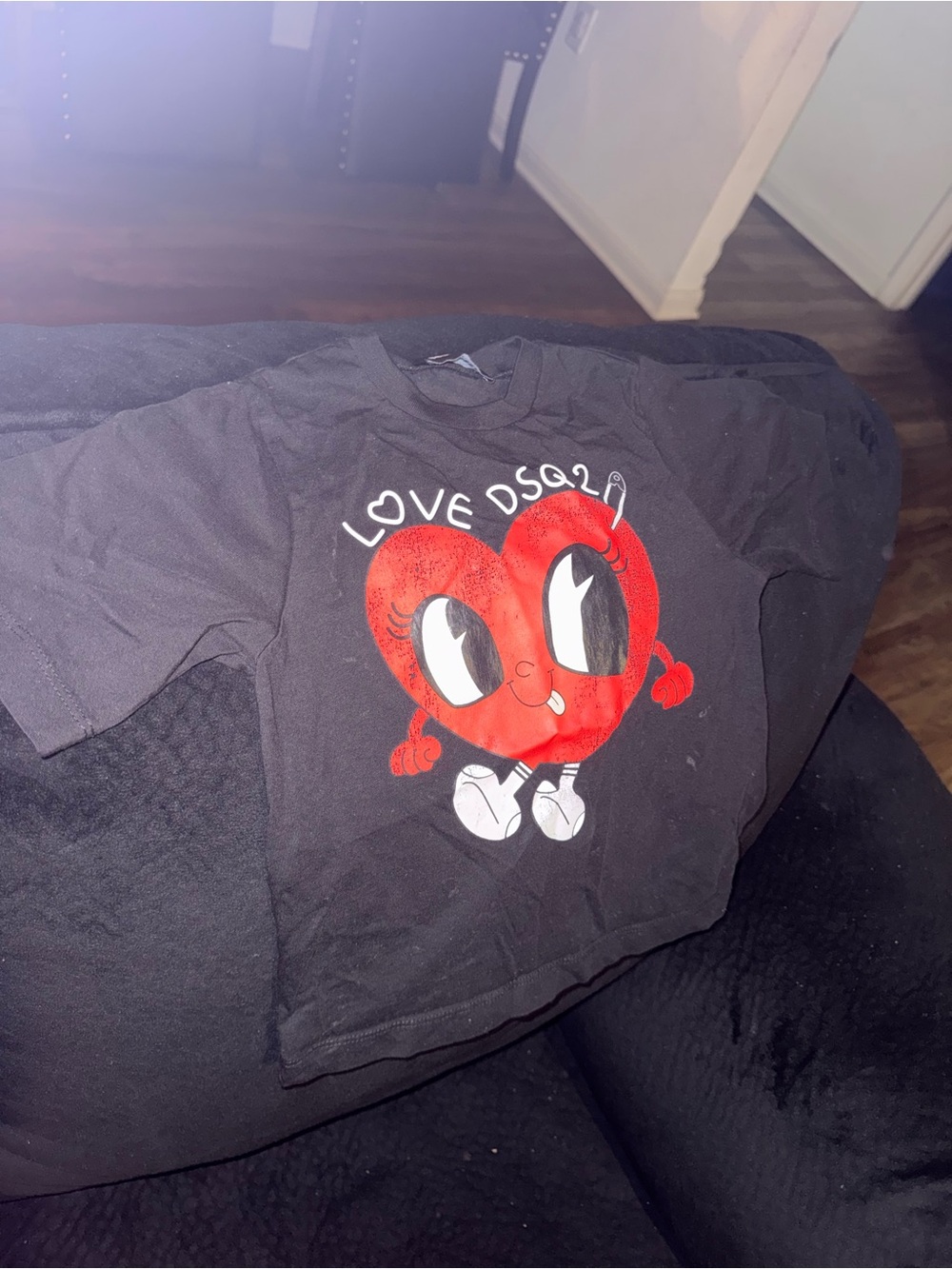 DSQUARED2 Black Tee with Red Heart Character